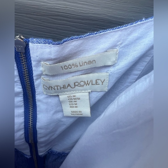 Cynthia Rowley 100% LINEN Chambray Dress Sleeveless Fit And Flare Women’s Sz M - Picture 3 of 7